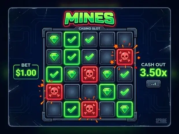 Mines provably fair game — choose your risk, crypto betting, RTP 97.0%
