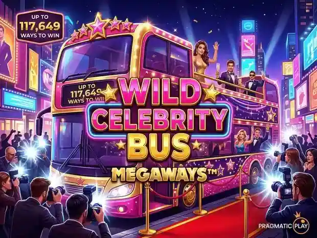 Wild Celebrity Bus Megaways — 117,649 ways to win, RTP 96.8% — Flagman Casino